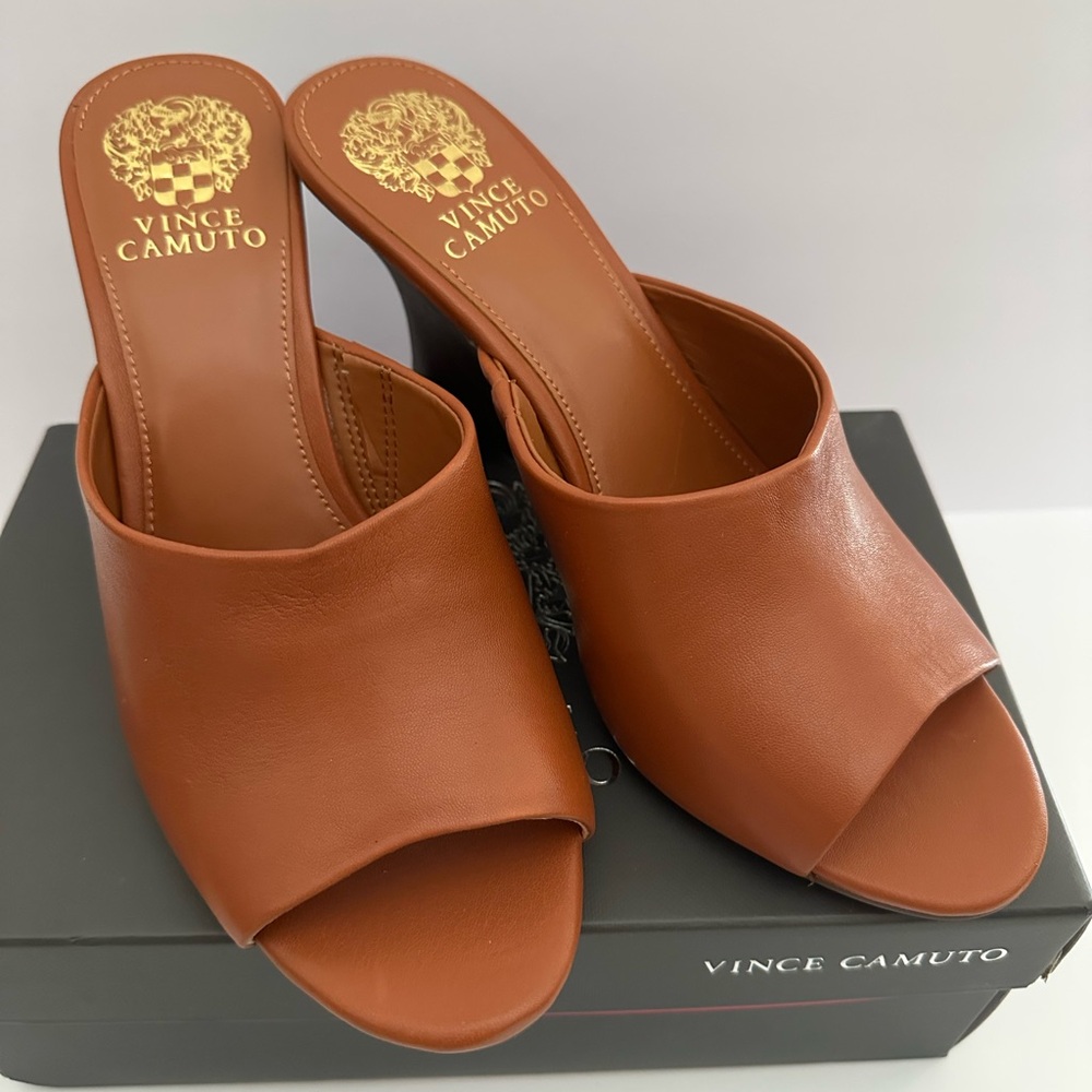 Vince Camuto Warm Caramel Wedge Heel Sandal Shoe